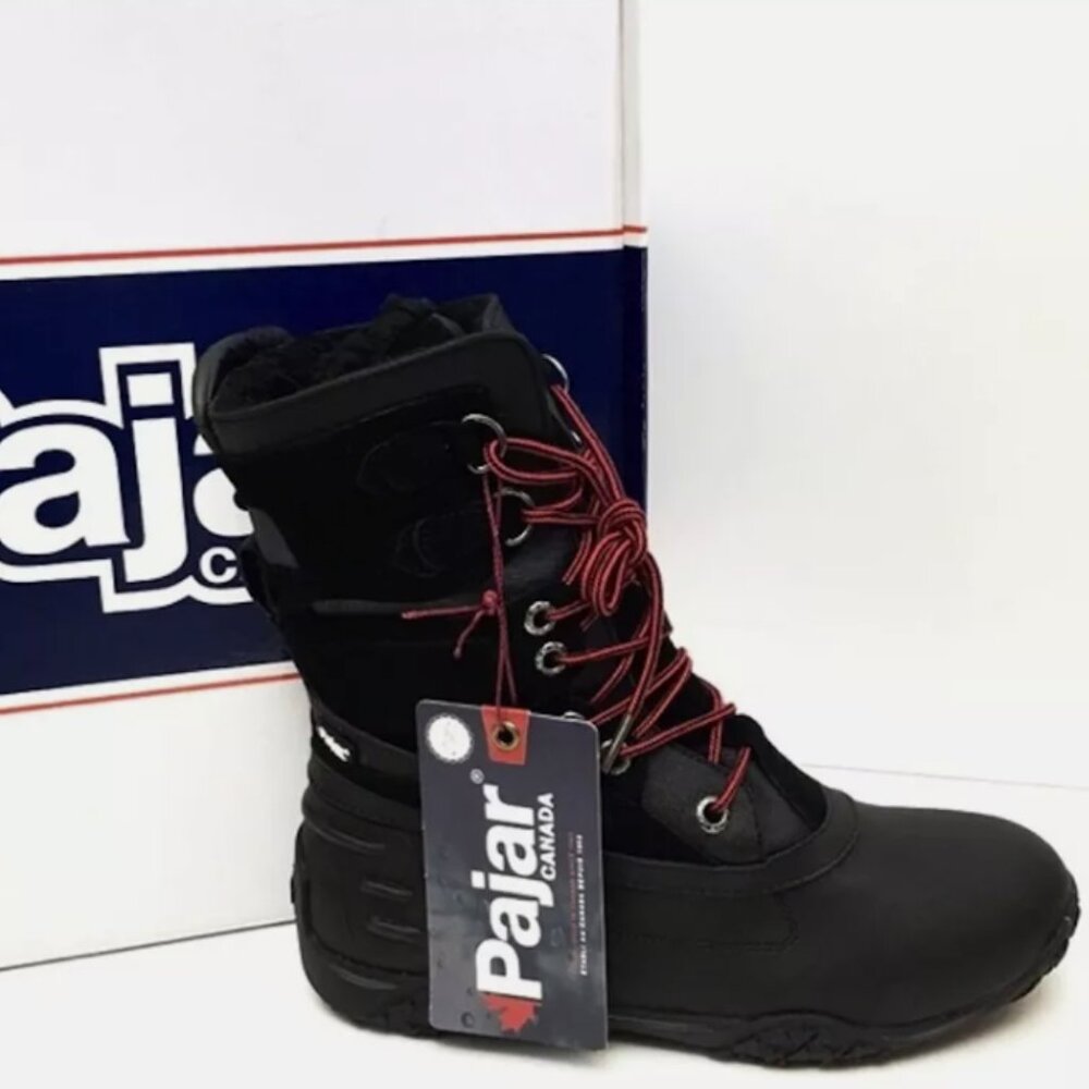 Pajar Black Winter Boots with Red Accents